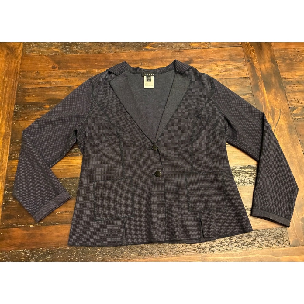 Tribal Blazer Polka Dot Jacket Women's Size Large Career Work Wear